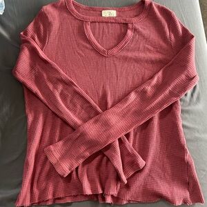 Women's Waffle Pink Top